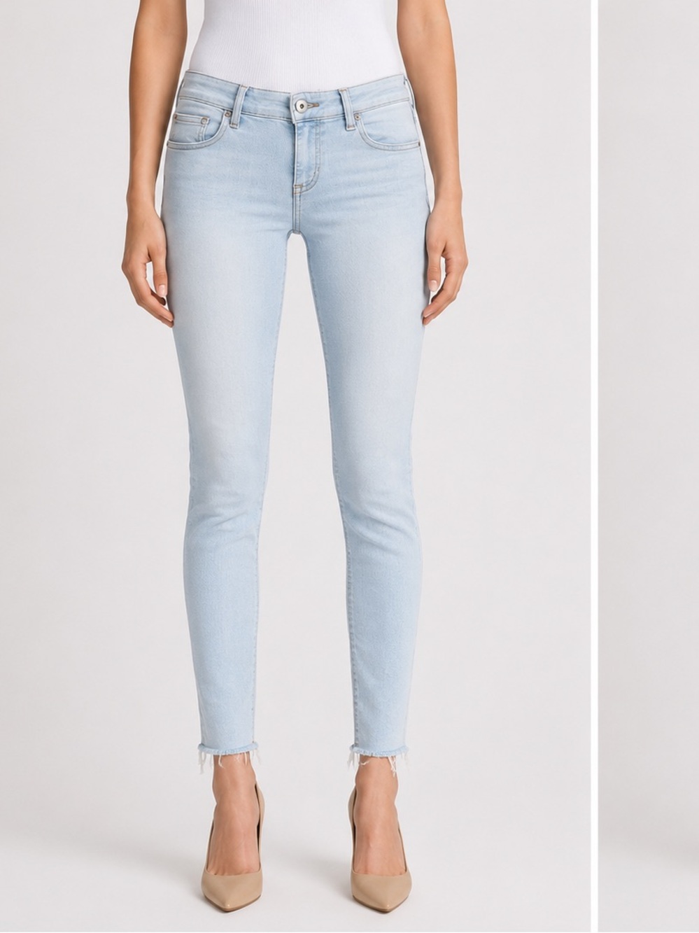 Rag & Bone Kate Mid Rise Skinny Jeans Primrose Raw Hem Size 32